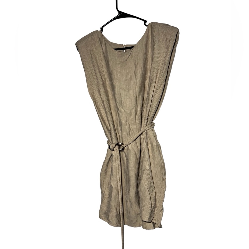 Zara Beige Mini Dress with Waist Tie